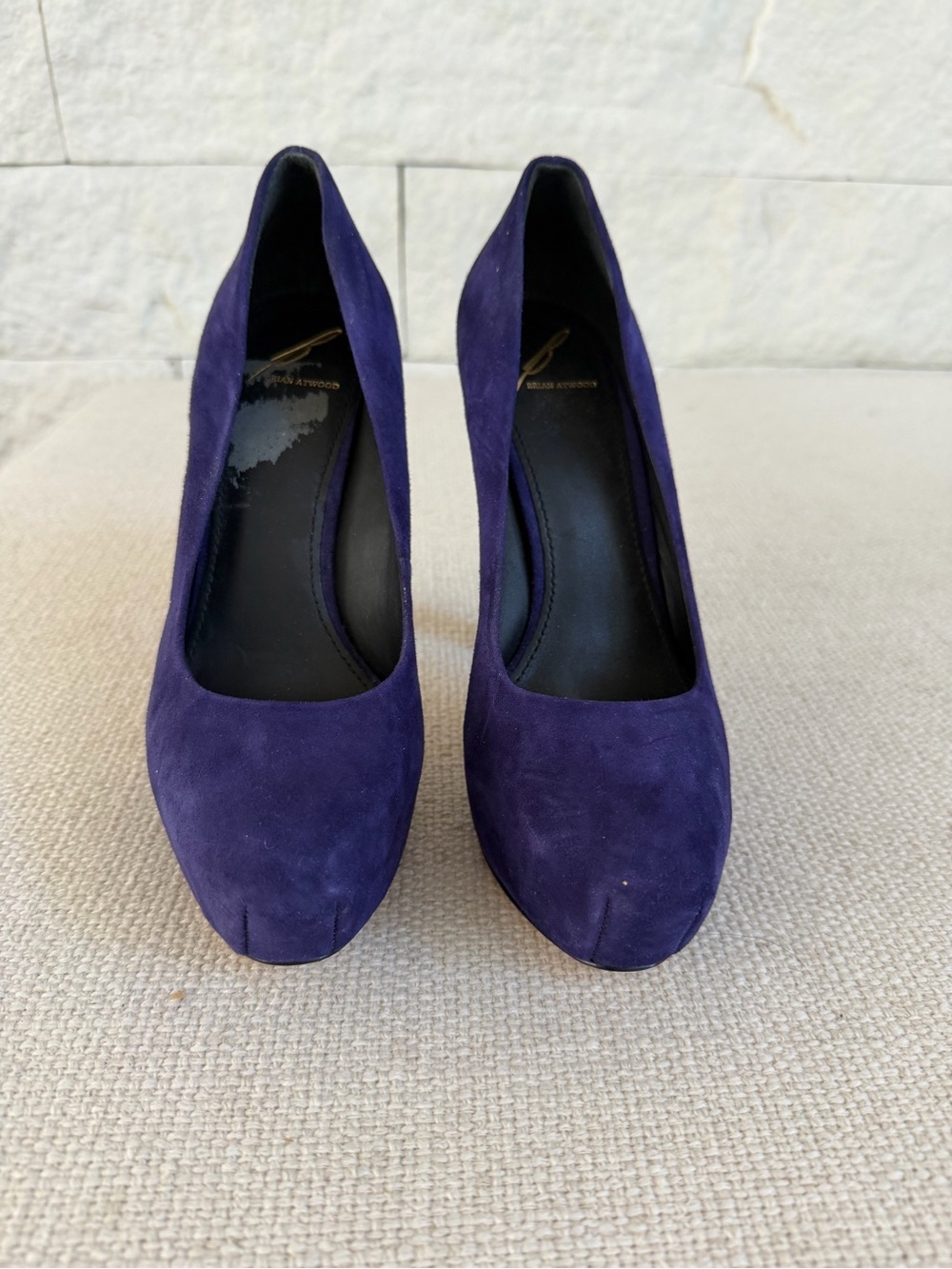 B Brian Atwood Deep Purple Suede Pumps